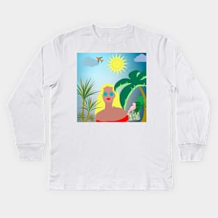 Tropical holiday escape Kids Long Sleeve T-Shirt